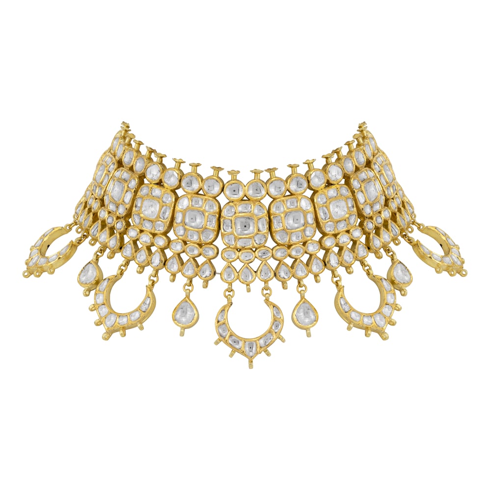 Chandbali Polki Choker and Teardrop Accents and Pearls